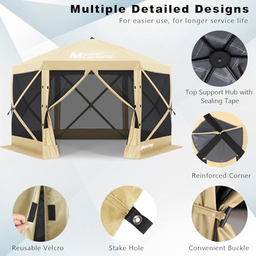 MASTERCANOPY 12x12FT Pop Up Gazebo Screen Tent - Instant Screen House with Netting, Quick Set, Outdoor Canopy Shelter with Carry Bag for Camping