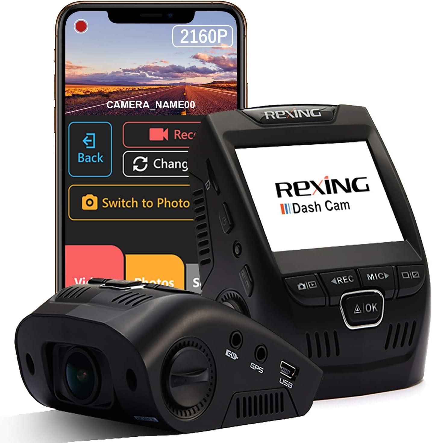 Rexing V1 - 4K Ultra HD Car Dash Cam 2.4 LCD Screen, Wi-Fi, 170° Wide Angle Dashboard Camera Recorder with G-Sensor, WDR, Loop Recording