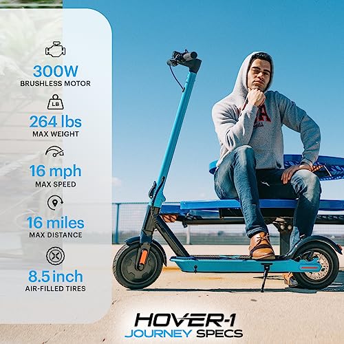 Hover-1 Journey Electric Scooter 14MPH, 16 Mile Range, 5HR Charge, LCD Display, 8.5 Inch High-Grip Tires, 220LB Max Weight, Cert. & Tested