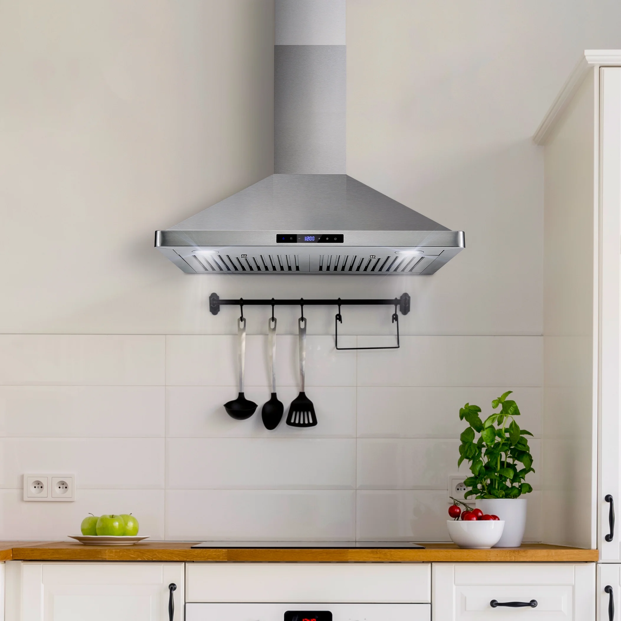 Cosmo 30 in. Ductless Wall Mount Range Hood in Stainless Steel with LED Lighting and Carbon Filter Kit for Recirculating