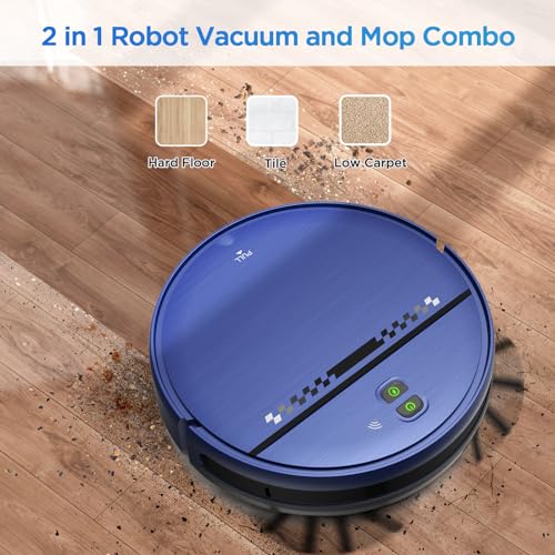 Robot Vacuum and Mop Combo, 2-in-1 Robot Vacuum Cleaner, Perfect for Pet Hair, Hard Floor and Carpet, Anti-Bump, Anti-Fall, App