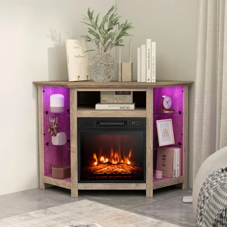 Corner TV Stand with Electric Fireplace - 67.0 | Cozy Ambiance & Efficient Heating