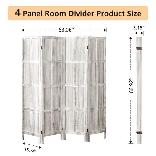 4 Panel Room Divider, 5.6 FT Folding Privacy Screen Room Divider, Partition Divider for Room Separation, Room Partition Separator