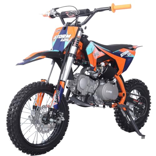 X-PRO Storm 125cc Zongshen Brand Engine Dirt Bike with 4-Speed Semi-Automatic Transmission, Kick Start, Big 14"/12" Tires! (Black)