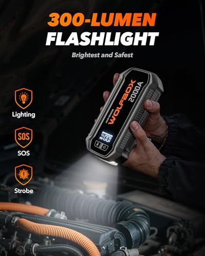 WOLFBOX 4000A Jump Starter,12V Car Battery Jump Starter with 65W Quick Charger,LED Display