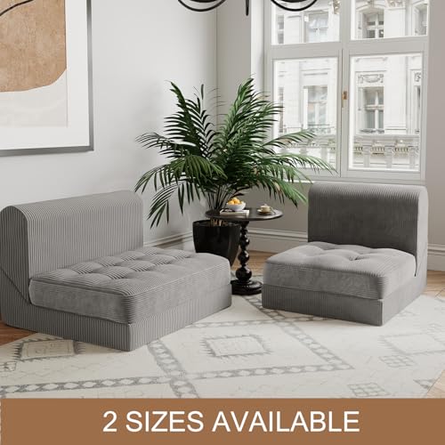 COMAX Folding Sofa Bed, Convertible Chair Bed Corduroy 3-in-1 Foldable Floor Couch with High-Density Foam, Futon Sofa Sleeper Mattress