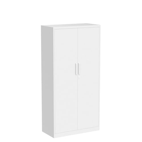MIIIKO Steel Cabinet Wardrobe, Metal Locker Cabinet with Hanging Rod, Metal Clothing Locker Storage for Home, Office, Garage and Changing Room
