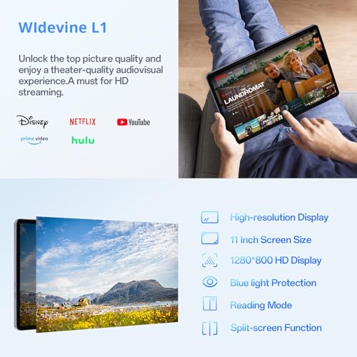 2025 Android 15 Tablet with Keyboard, 16GB+128GB 11 Inch Octa-Core 2-in-1 Tablets Dual Camera 5+13 MP, 5G/2.4G WiFi, 8000mAh, BT5.0, GMS Certified