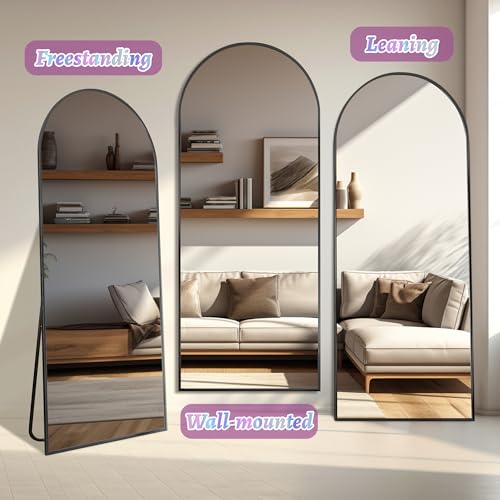 Full Length Mirror, 76"x34" Arched Floor Mirror Freestanding, Floor Standing Full Body Mirror with Stand for Bedroom