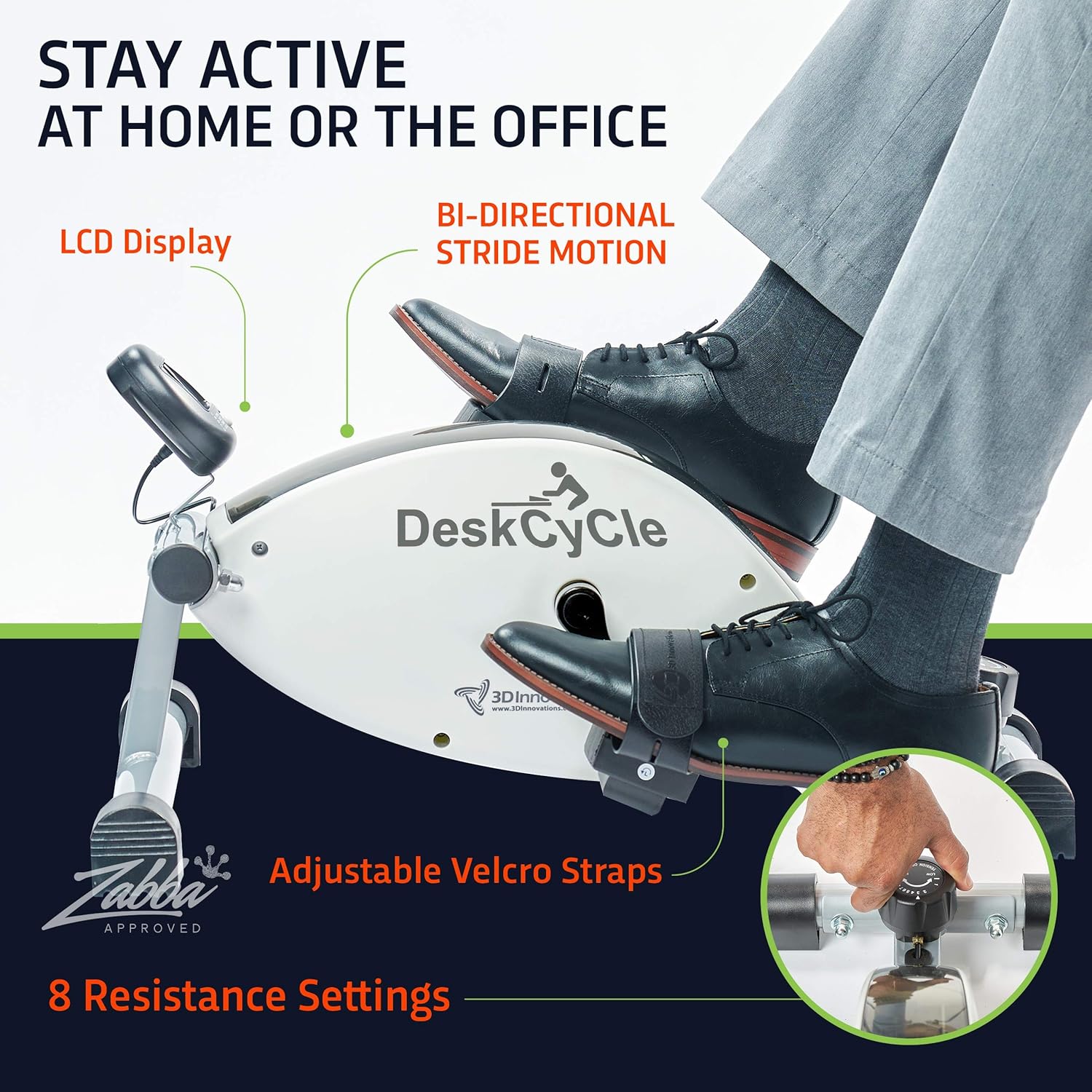 DeskCycle Under Desk Bike Pedal Exerciser - Portable Foot Exercise Cycle for Sitting with LCD Display - Mini Stationary Peddler for Adults & Seniors