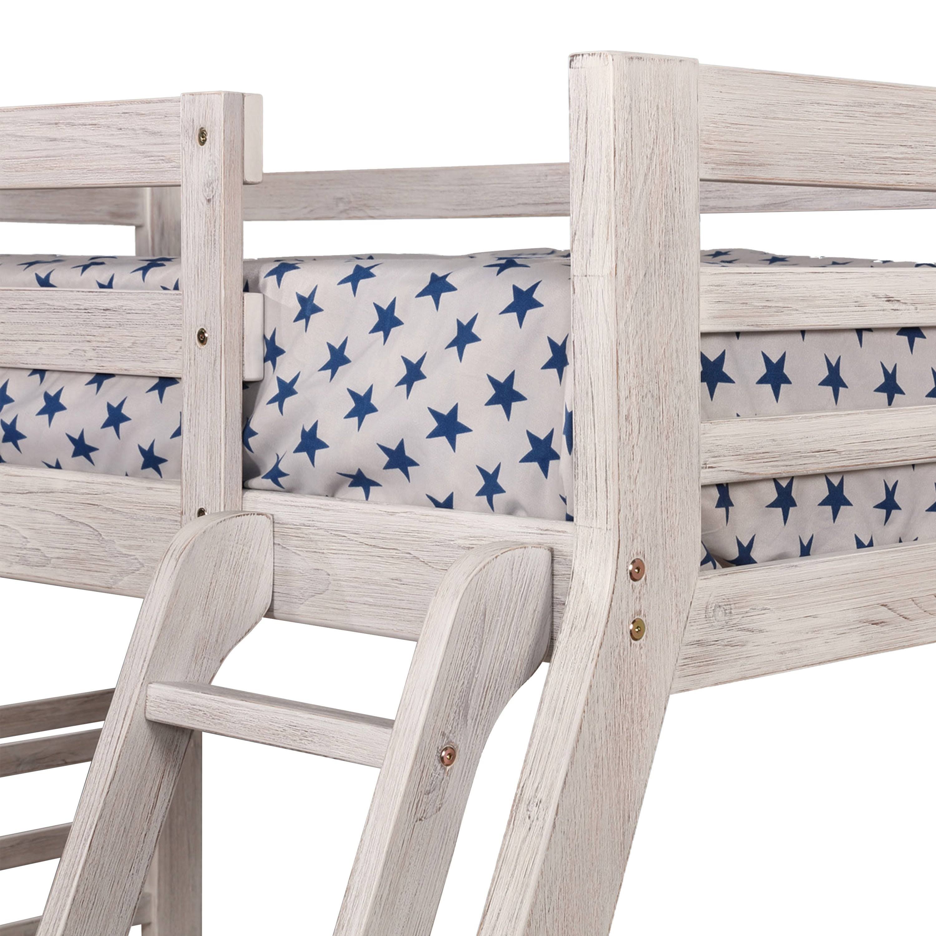 Furniture of America Cude Modern Twin/Full Solid Wood Bunk Bed Set - Dark Walnut