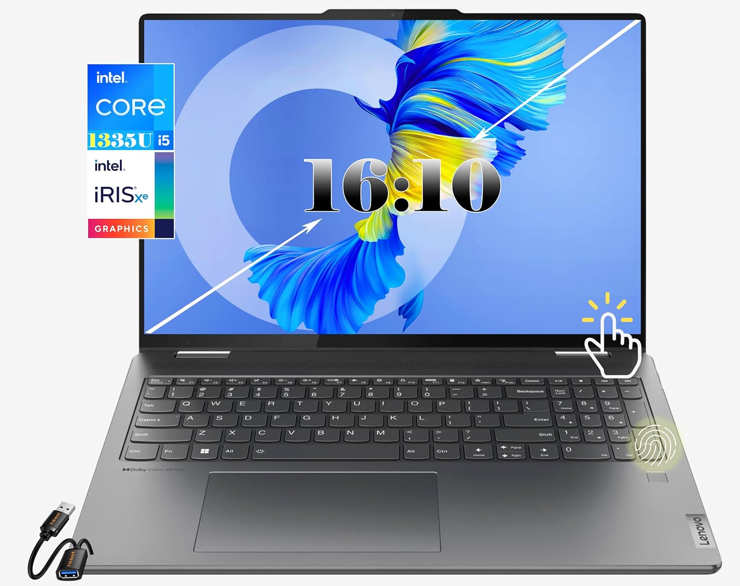 LENOVO Yoga 7I 16" WUXGA 16:10 2 in 1 Touch-Screen Laptop Intel CORE I5-1335U (Beats i7 1260U) 2xThunderbolt Fingerprint Reader Storm Grey Win11