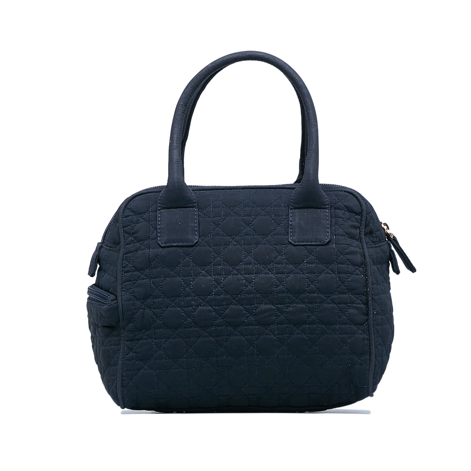 Pre-Owned Authenticated Dior Cannage Handbag Nylon Fabric Blue Top HandleBag Unisex (Good)