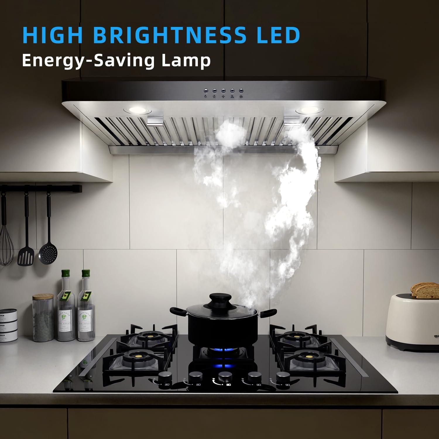 30 Inch Under Cabinet Range Hood with Two Powerful Motors, 750CFM,3 Speed Exhaust Fan, 2 Pcs Baffle Filters and Stainless Steel Vent Stove Hood
