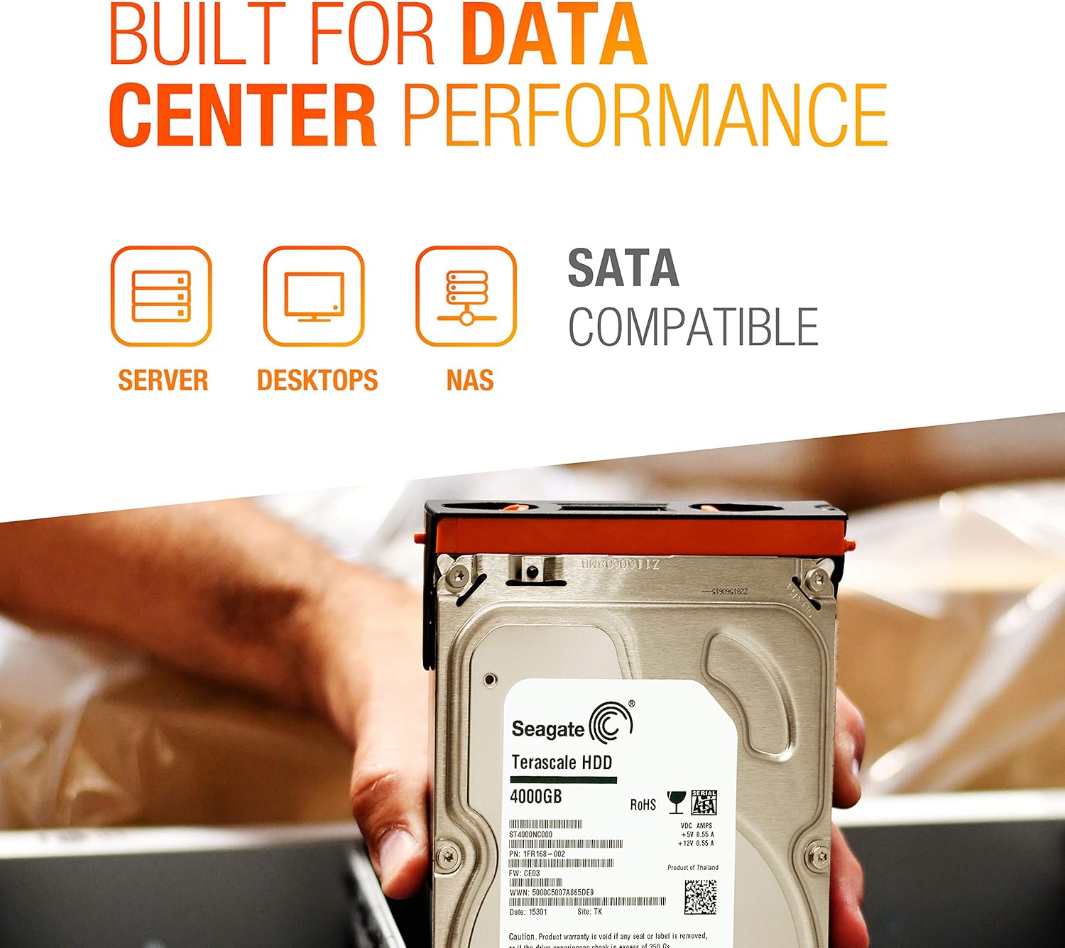 Seagate 4 TB Terascale HDD SATA 6Gb/s 64MB Cache 3.5-Inch Internal Bare Drive (ST4000NC000) (Renewed)