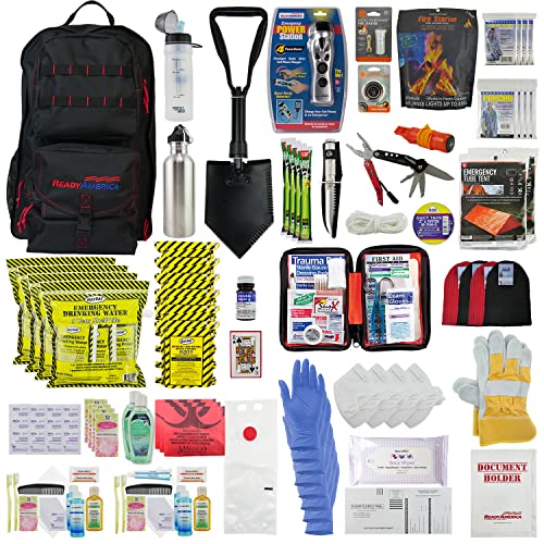 Ready America 72 Hour Elite Emergency Kit, 4-Person, 3-Day Backpack, Includes First Aid Kit, Survival Blanket, Emergency Food