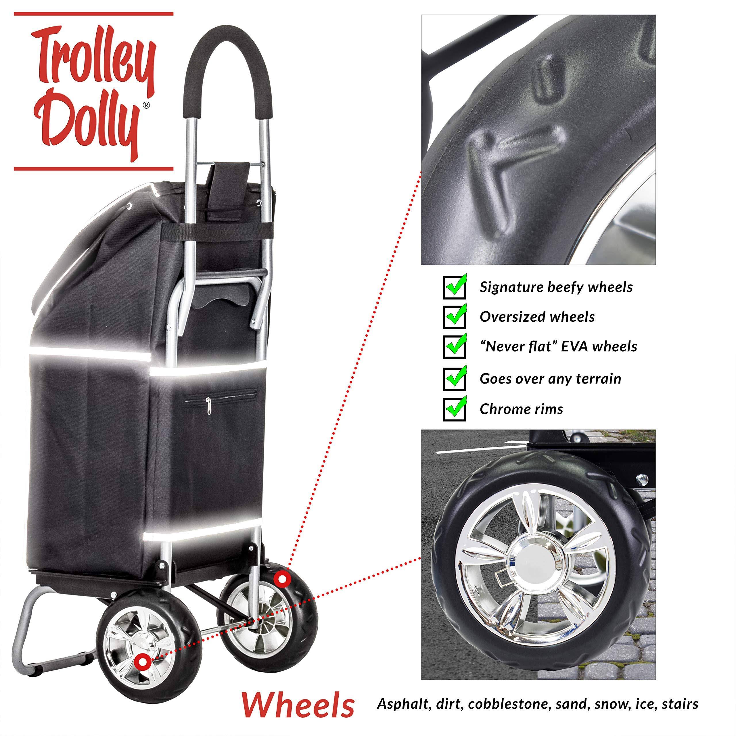 Dbest Products Trolley Dolly, Reflective Shopping Grocery Foldable Cart