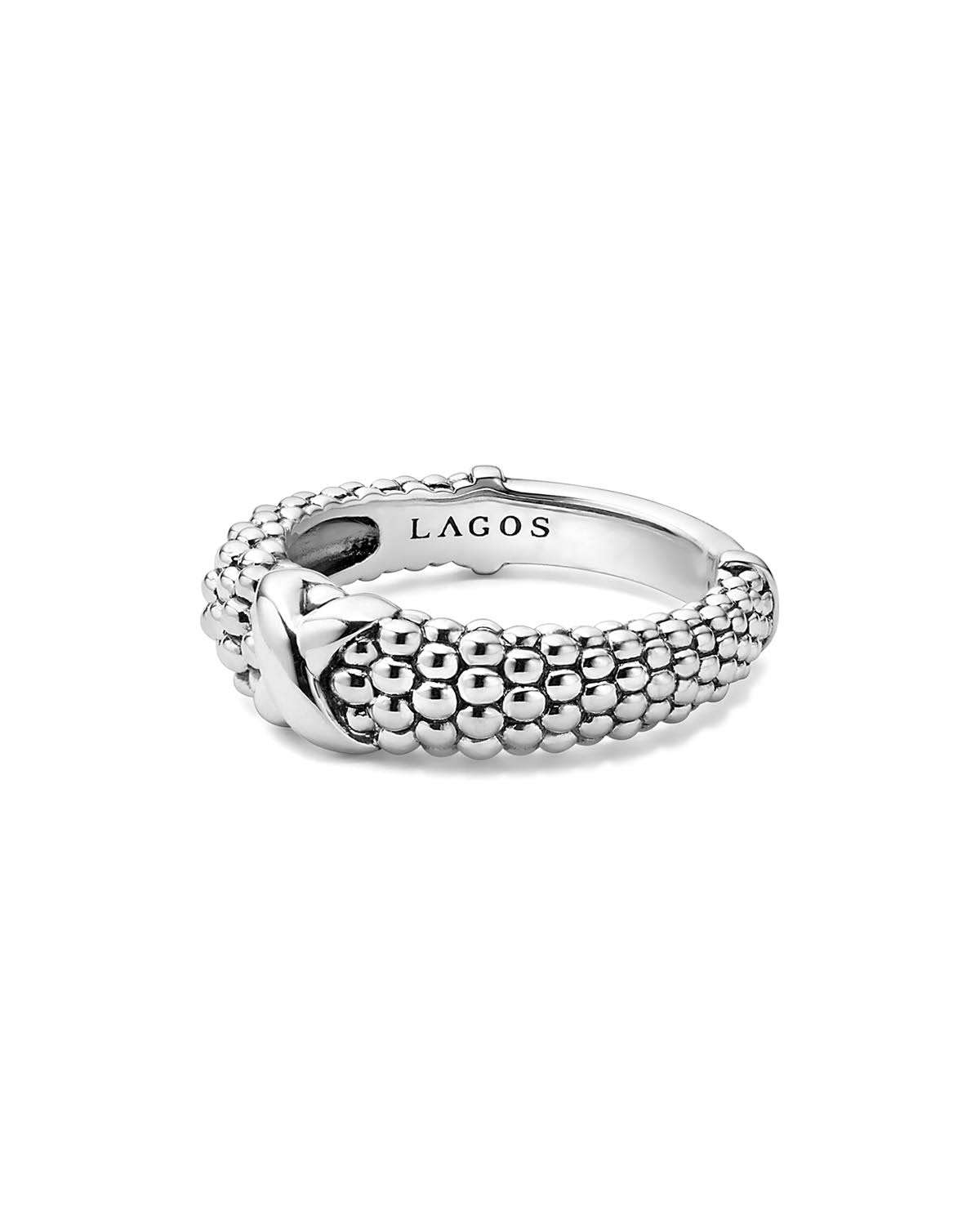 Lagos Signature Caviar Band Ring Silver