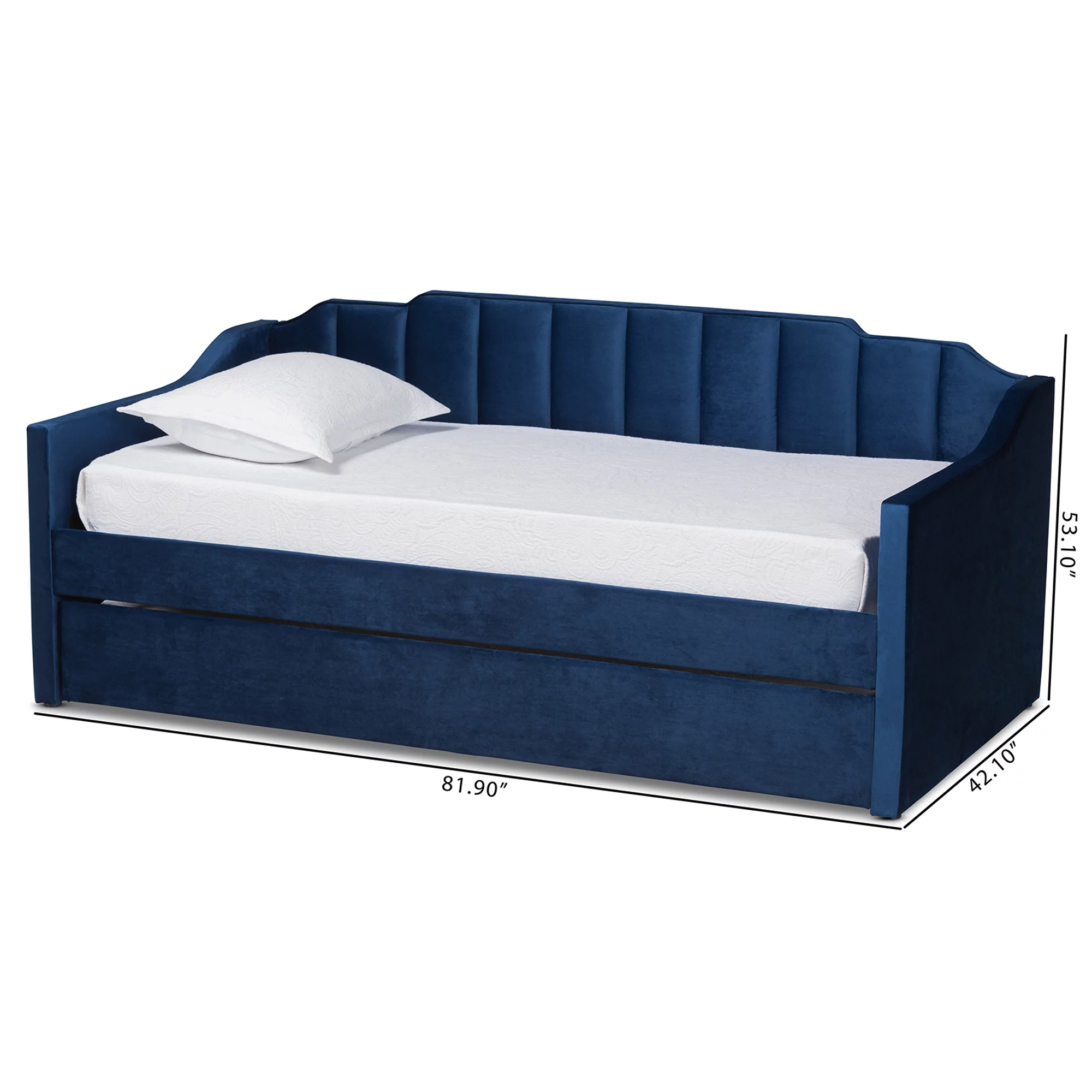 Baxton Studio Lennon Modern Engineered Wood with Trundle Daybed, Twin, Navy Blue