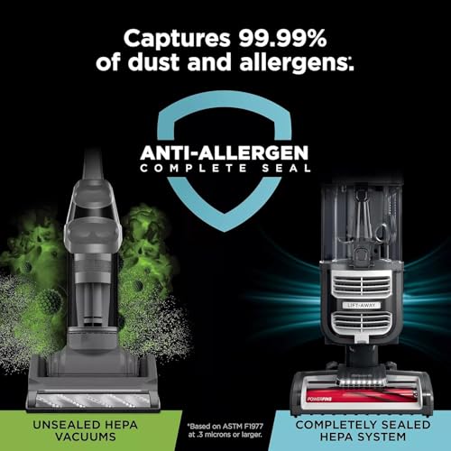 Shark UV730 Navigator Lift-Away Upright Vacuum, PowerFins HairPro Self-Cleaning Brushroll, HEPA Filter with Anti-Allergen Technology, LED Headlights