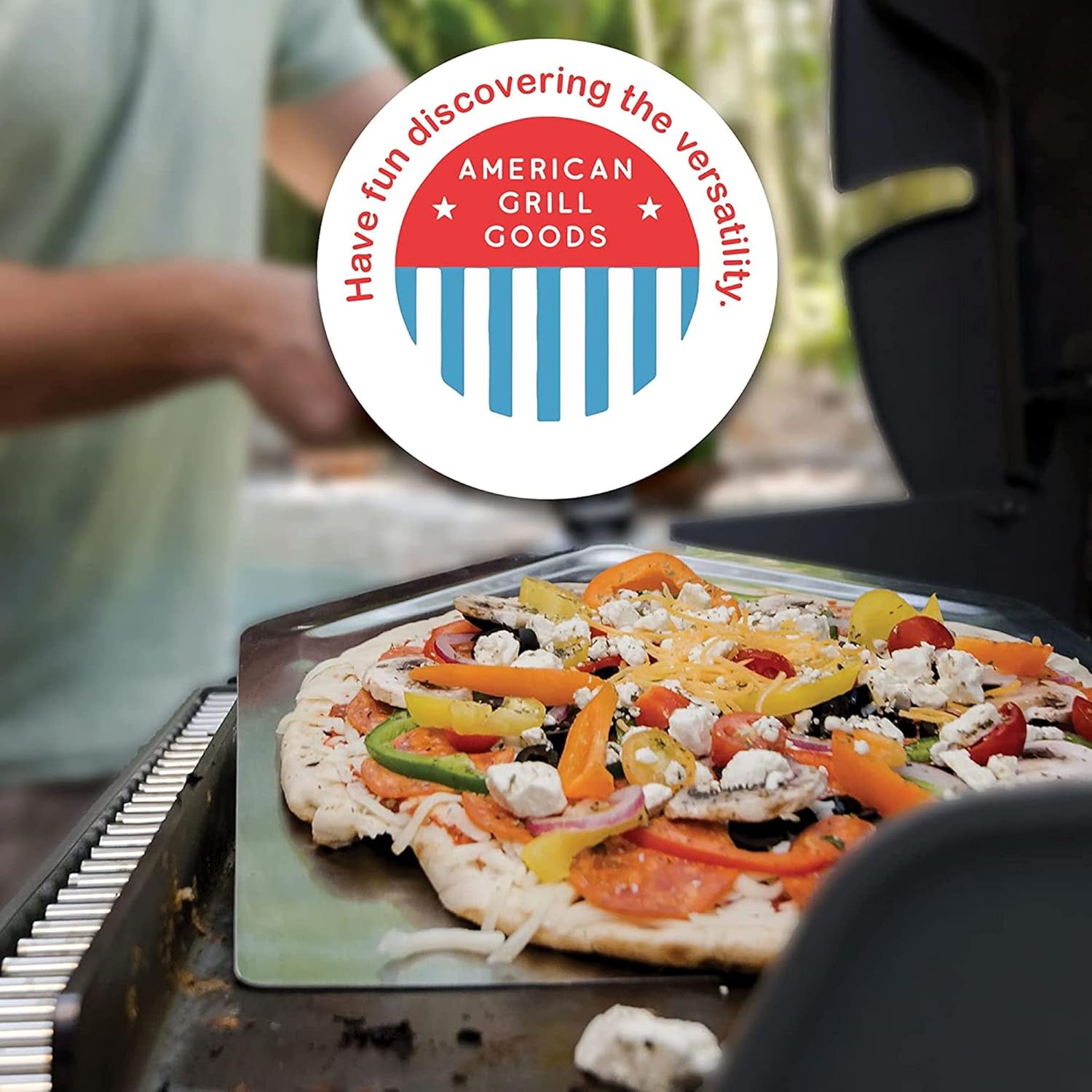American Grill Goods - BBQ Grill Flat Top Griddle | Durable Double Pre-Seasoned Carbon Steel Griddle for Gas Grill, Flat Top Grill Pan, Grill Plate