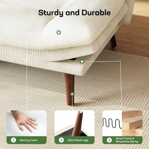 Marsail Futon Sofa Bed, Futon Couch with Adjustable Backrest & Armrests, Convertible Small Sleeper Sofa Bed for Small Apartments, Study Room, Office