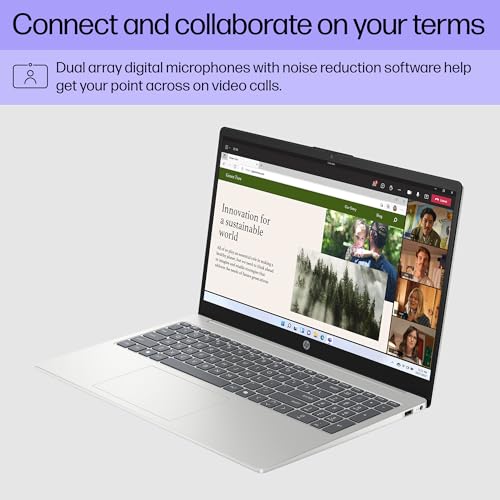 HP 15.6 inch Laptop, HD Touchscreen Display, AMD Ryzen 3 7320U, 8 GB RAM, 256 GB SSD, AMD Radeon Graphics, Windows 11 Home, Natural Silver