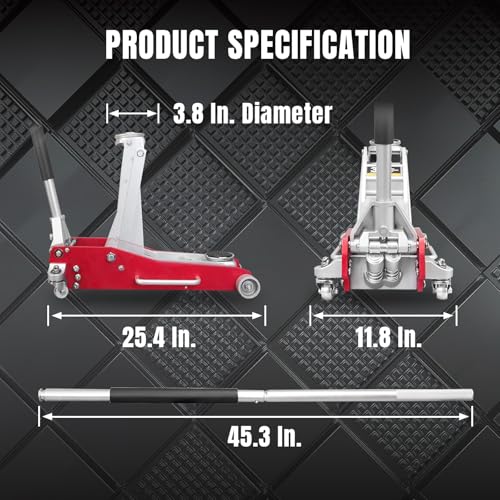 BIG RED 1.5 Ton Floor Jack,Aluminum and Steel Hydraulic Low Profile Car Jack with Dual Piston Quick Lift Pump
