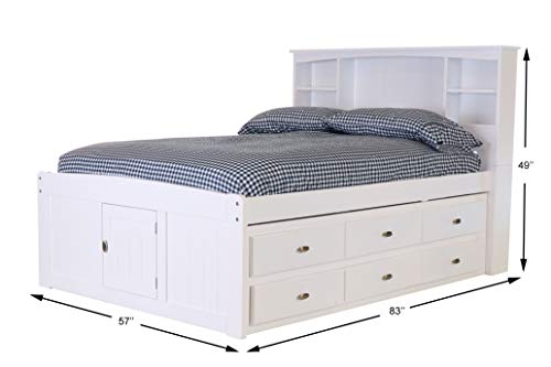 Discovery World Furniture White Full Bookcase Bed with 6 Drawers