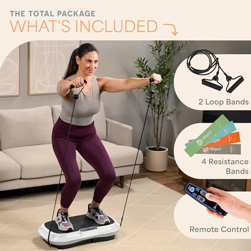 Lifepro Waver Vibration Plate Exercise Machine – High-Intensity Vibration for Muscle Activation, Full-Body Workout Vibrating Platform with Loop Bands