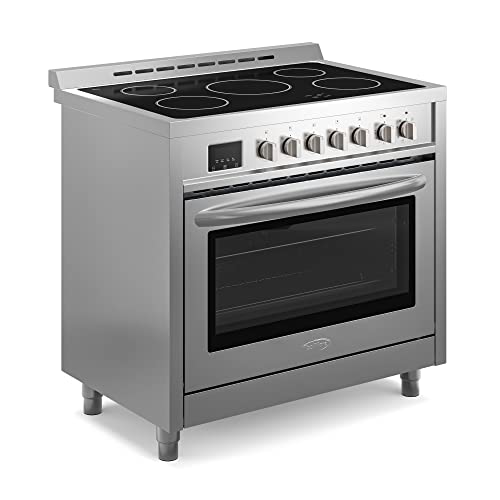 KoolMore 36 Inch All-Electric Range Oven with Ceramic Cooktop Burners, Stainless Steel Kitchen Stove with Large Capacity Convection Cooking