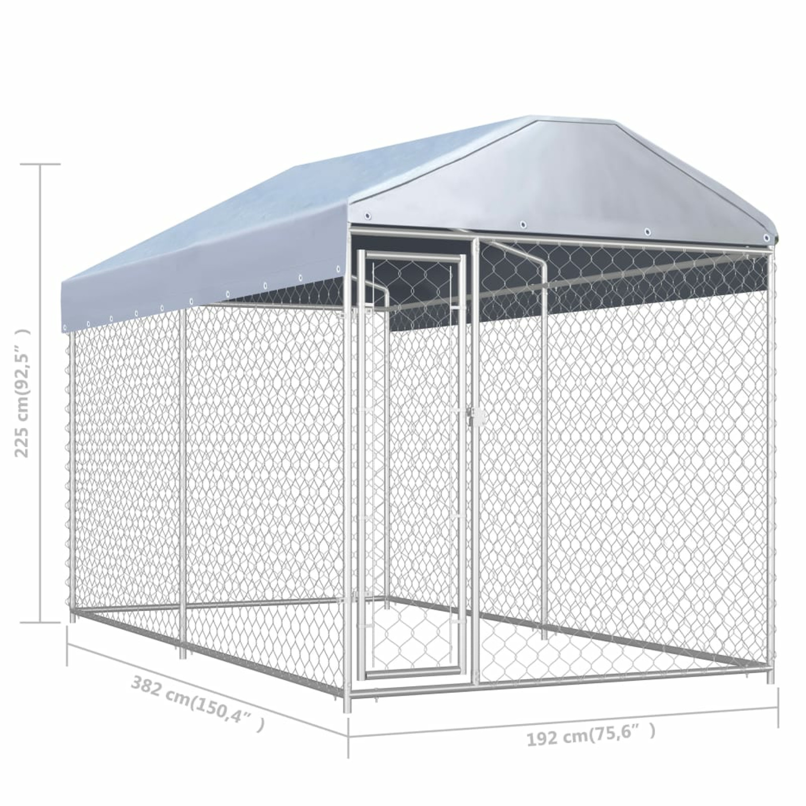 Carevas Outdoor Dog Kennel with Canopy 150.4"x75.6"x88.6"
