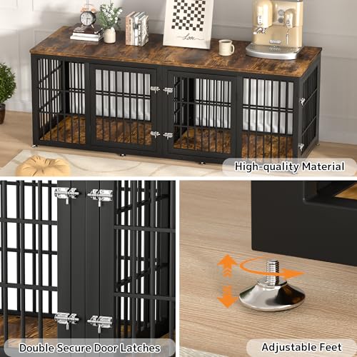 48 Inch Heavy Duty Dog Crate Furniture for Large Dogs, Decorative Pet House End Table, Extra Large Wooden Cage Kennel Furniture Indoor