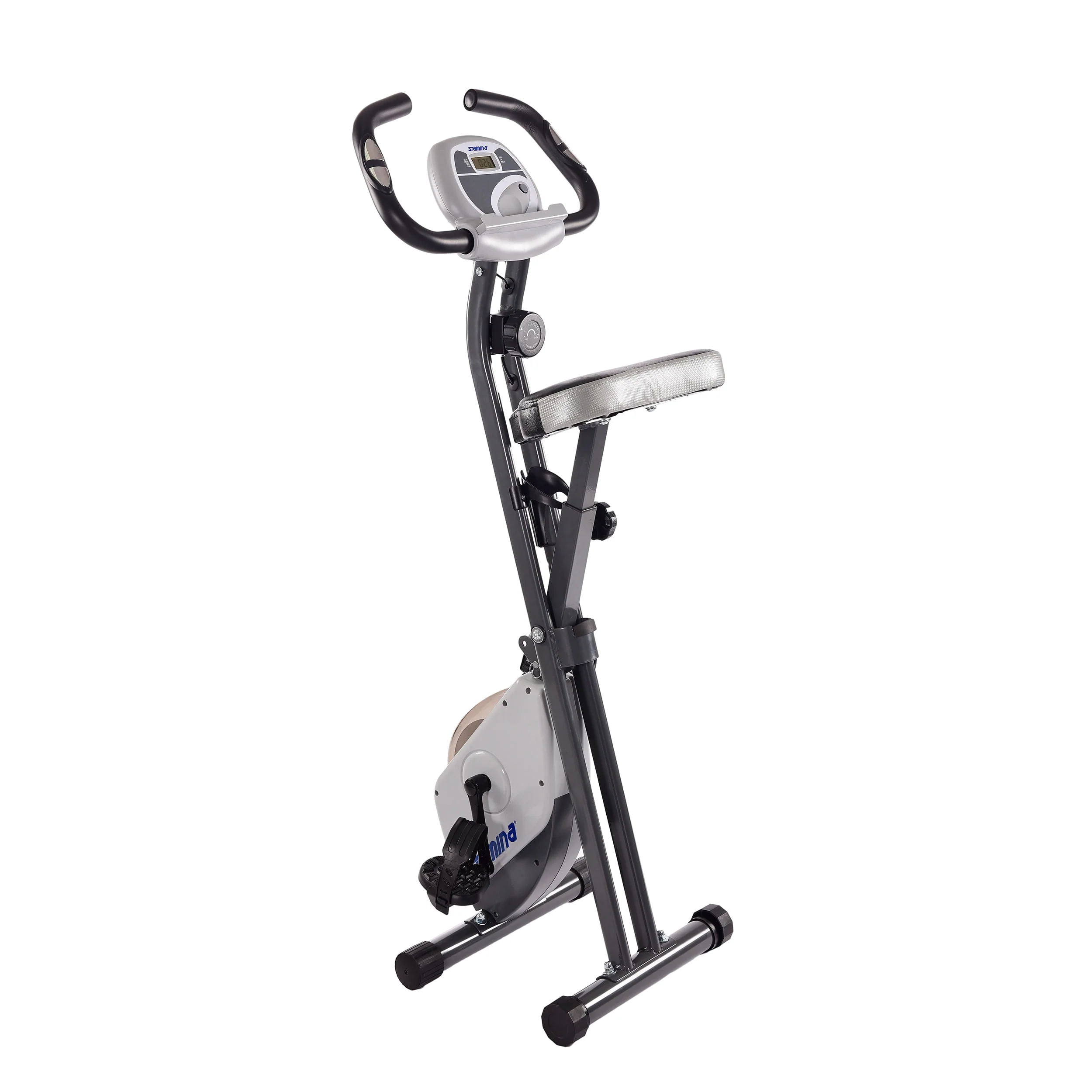 Stamina Cardio Exercise Bike with Heart Rate Sensors and Extra Wide Padded Seat, Folding Design for Storage - Exercise Bike