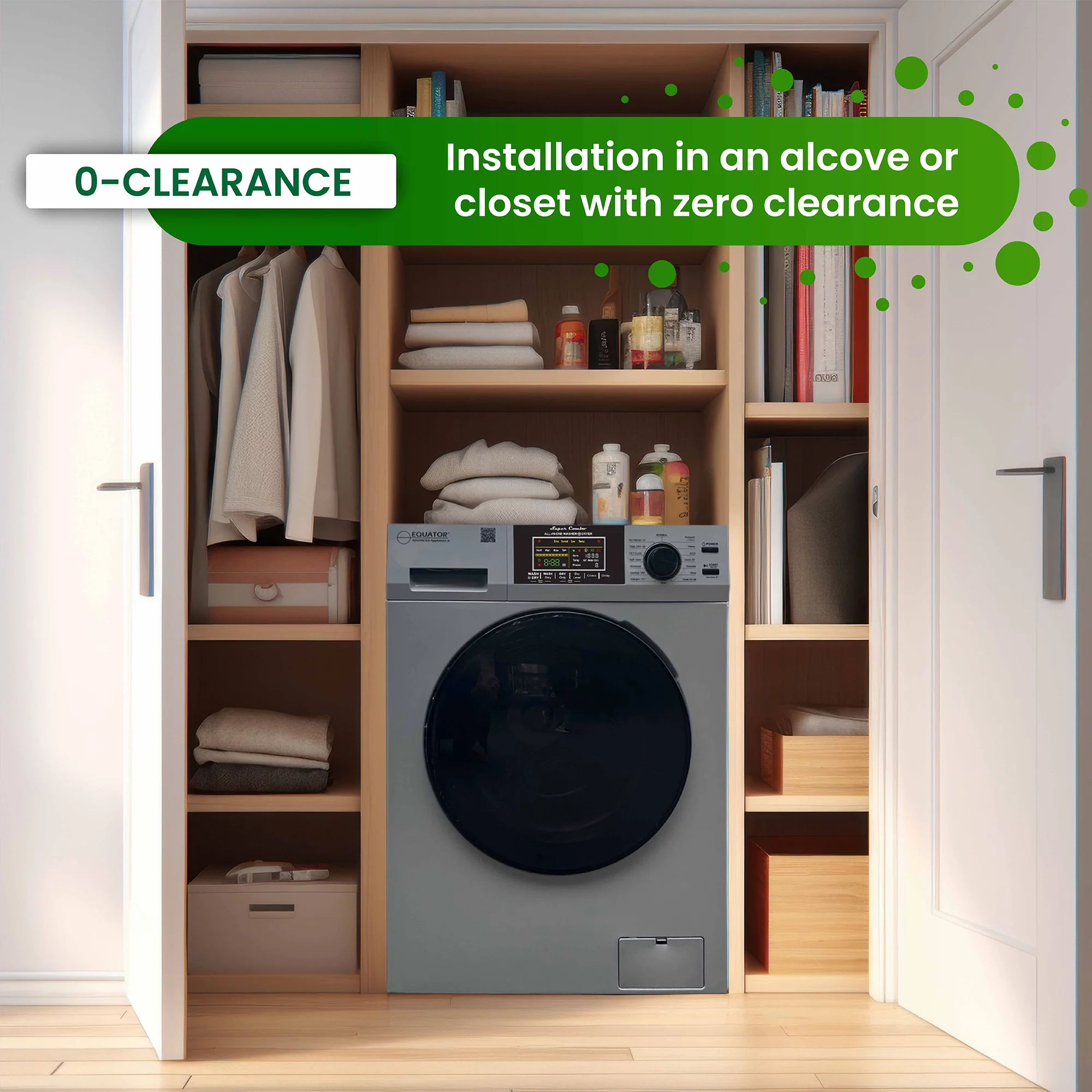 Equator Fully Built-in All-in-One Combo Washer-Dryer Ventless 1.62 cf/15lbs 110V White