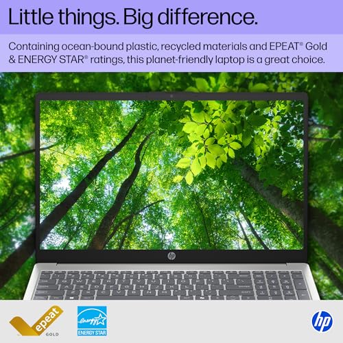 HP 15.6 inch Laptop, HD Touchscreen Display, AMD Ryzen 3 7320U, 8 GB RAM, 256 GB SSD, AMD Radeon Graphics, Windows 11 Home, Natural Silver
