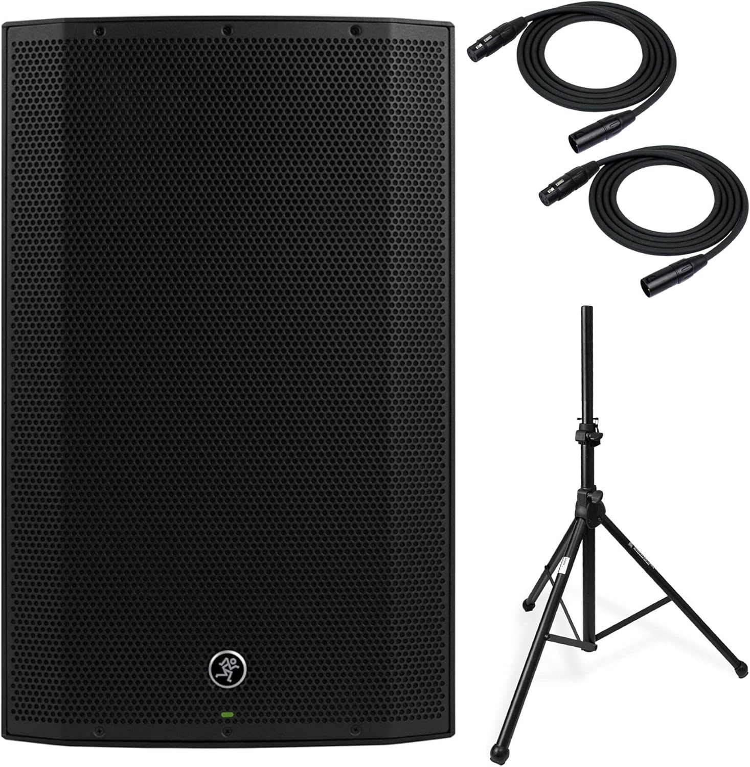 Mackie Thump15BST Boosted 1300W 15-Inch Advanced Powered Loudspeaker Bundle with Knox Gear Adjustable Tripod Stand & 2 XLR Microphone Cables (4 Items)