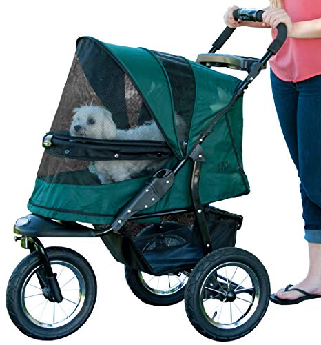 Pet Gear No-Zip Jogger Pet Stroller for Cats/Dogs, Zipperless Entry, Airless Tires, Easy One-Hand Fold, Cup Holder + Storage Basket, Navy