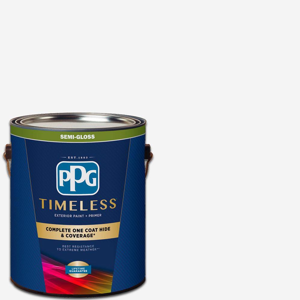 1 gal. Pure White/Base 1 Semi-Gloss Exterior Paint with Primer
