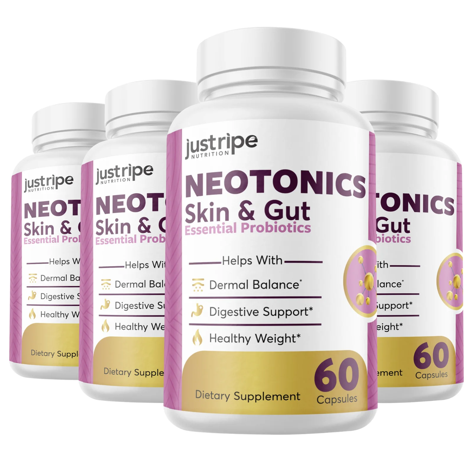 4 Pack Neotonics - Neotonics Skin & Gut Probiotics Supplement Pills - Kansas Nuitrition - HNZSDS