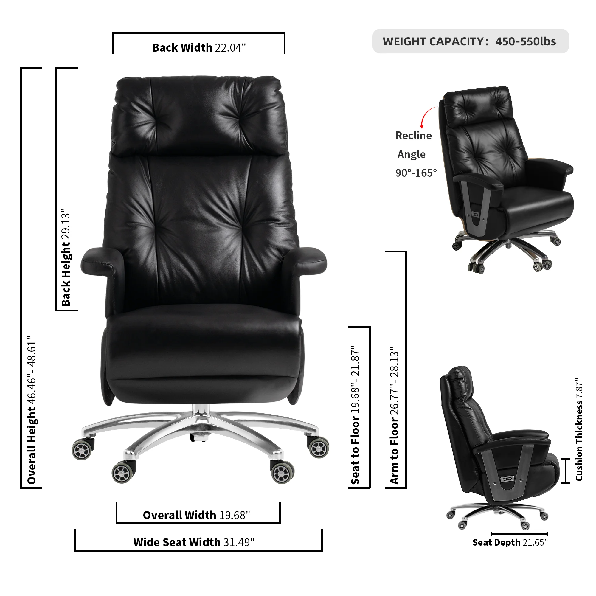 Kinnls Freya Reclining Office Chair Managerial Chairs & Executive Chairs (Black)