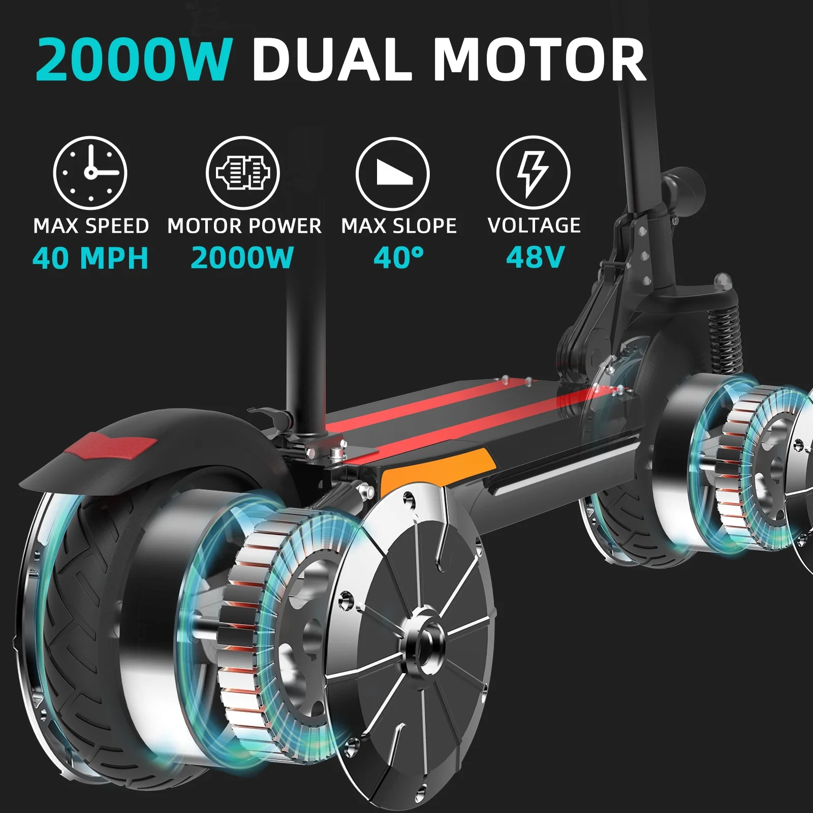 AJOOSOS X500 Electric Scooter with Seat - 2000W Dual Motor, 40 mph Max Speed, 40 Miles Long Range, 300lbs Max Load