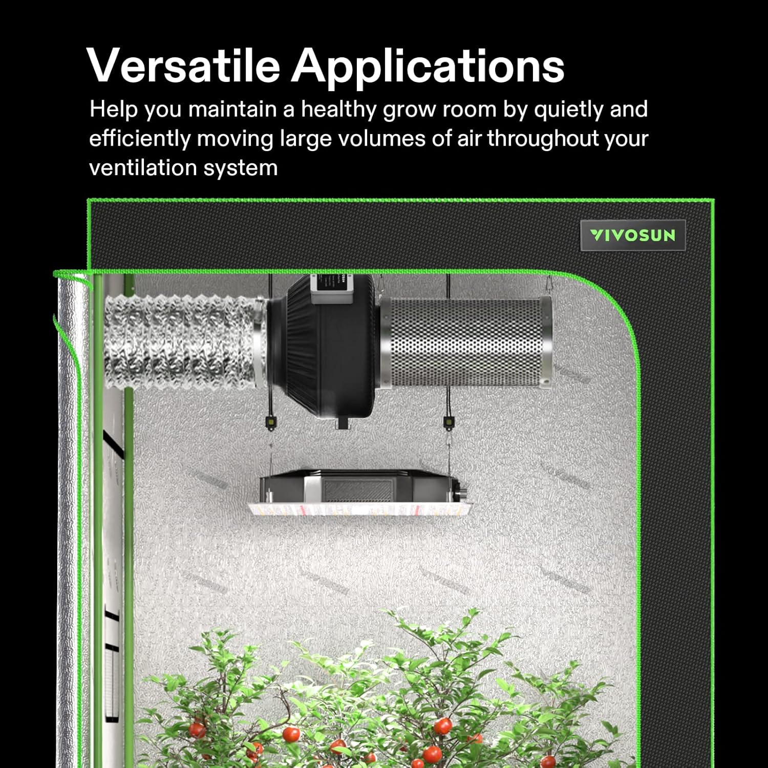 VIVOSUN Air Filtration Kit: 4 Inch 203 CFM Inline Fan with Speed Controller, 4'' Carbon Filter and 8 Feet of Ducting Combo