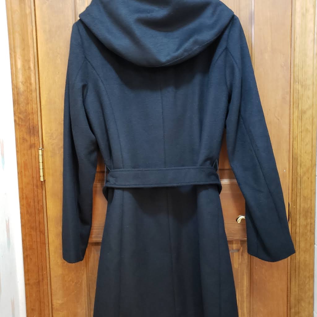 Cole Haan Wool Blend Zip Font Hooded Coat Black 10 at Hautelook