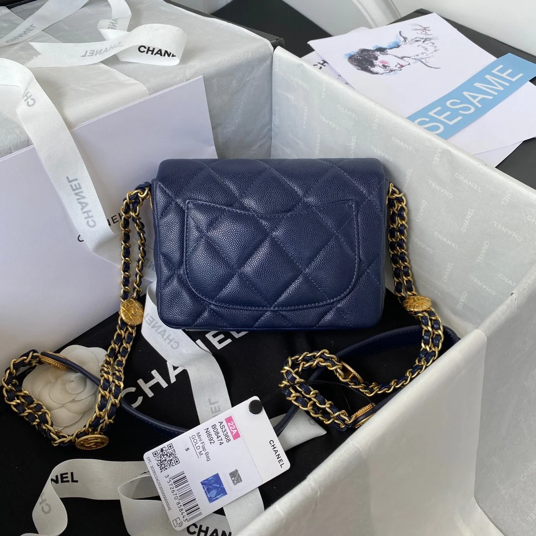 Chanel Mini Flap Bag With Top Handle Gold Hardware Navy Blue For Women, Women&rsquo;s Handbags, Shoulder Bags 7.9in/20cm AS2431 B08846 NJ532