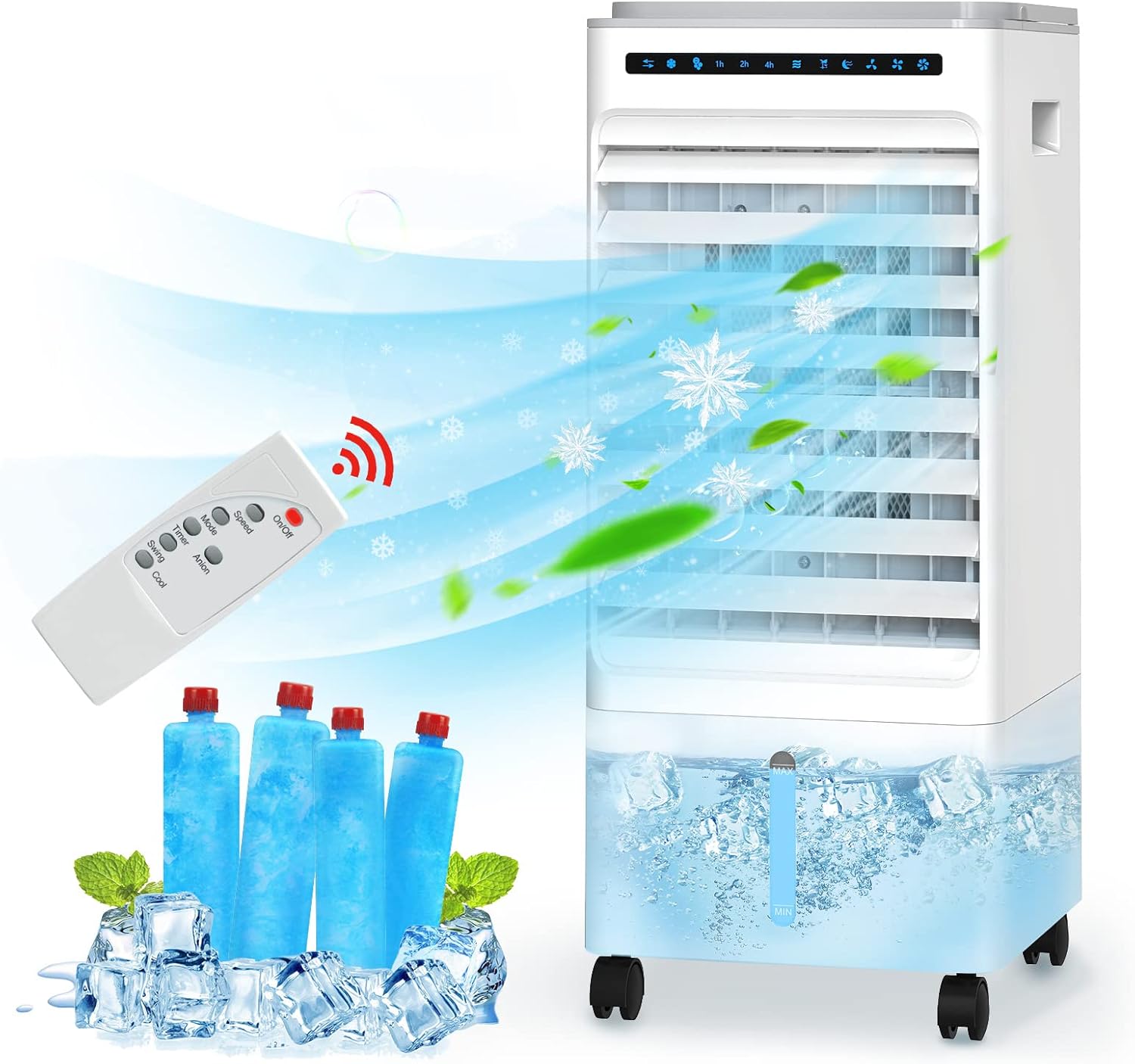 Portable Air Conditioner, Bigalter 4-in-1 Air Cooler/Portable Air Conditioners Fan, 5L Evaporative Air Cooler with 3 Modes &3 Speeds, 90° Oscillation