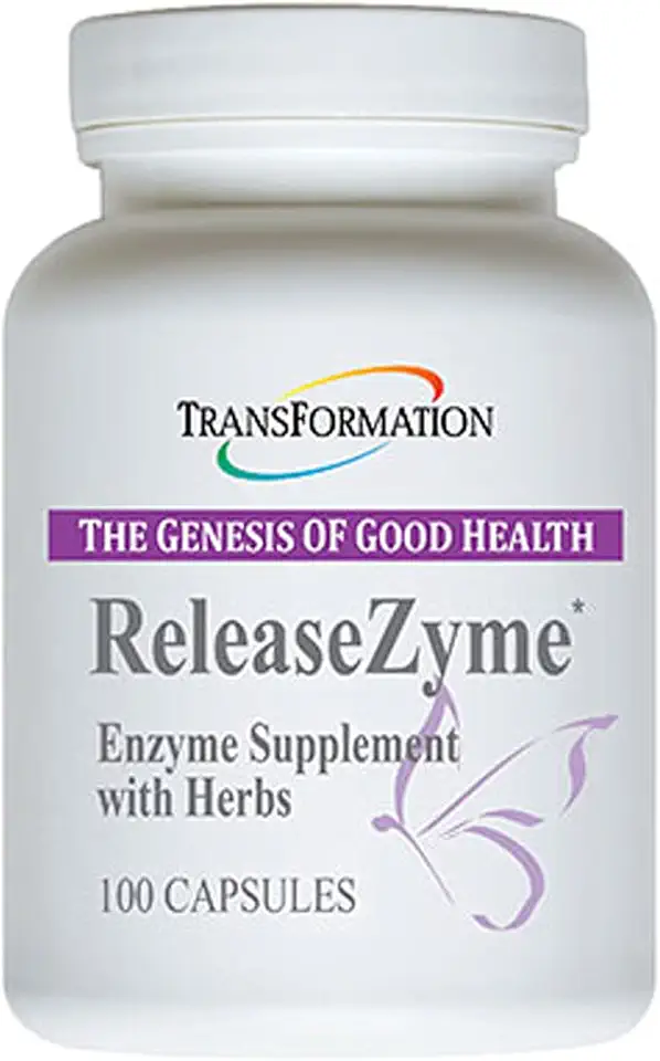 TRANSFORMATION THE GENESIS OF GOOD HEALTH Enzymes ReleaseZyme Blend Supplement with Natural Herbs, Advanced Digestive Support Formula with Protease