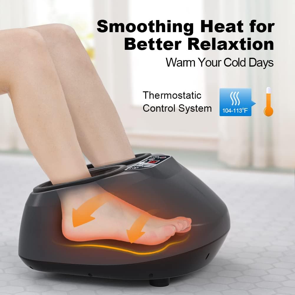 Foot Massager with Remote Control, Shiatsu Foot Massager with Heat, Air Compression Foot Massage Machine for Plantar Fasciitis, Up to Size 12