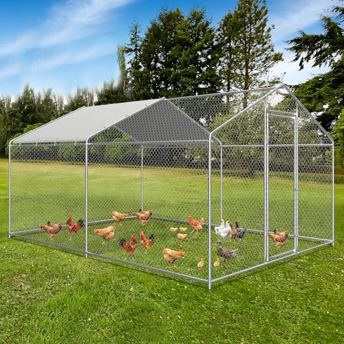 COVERONICS Metal Chicken Coop Run - Outdoor Large Chicken Coop with Waterproof Cover and Security Lock