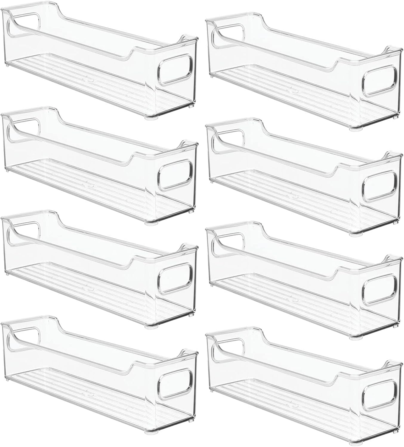 mDesign Plastic Rectangular Stackable Long Storage Container, Side Dip Organizer Bin w/Handles for Office, Filing Cabinet, Shelf, Desk